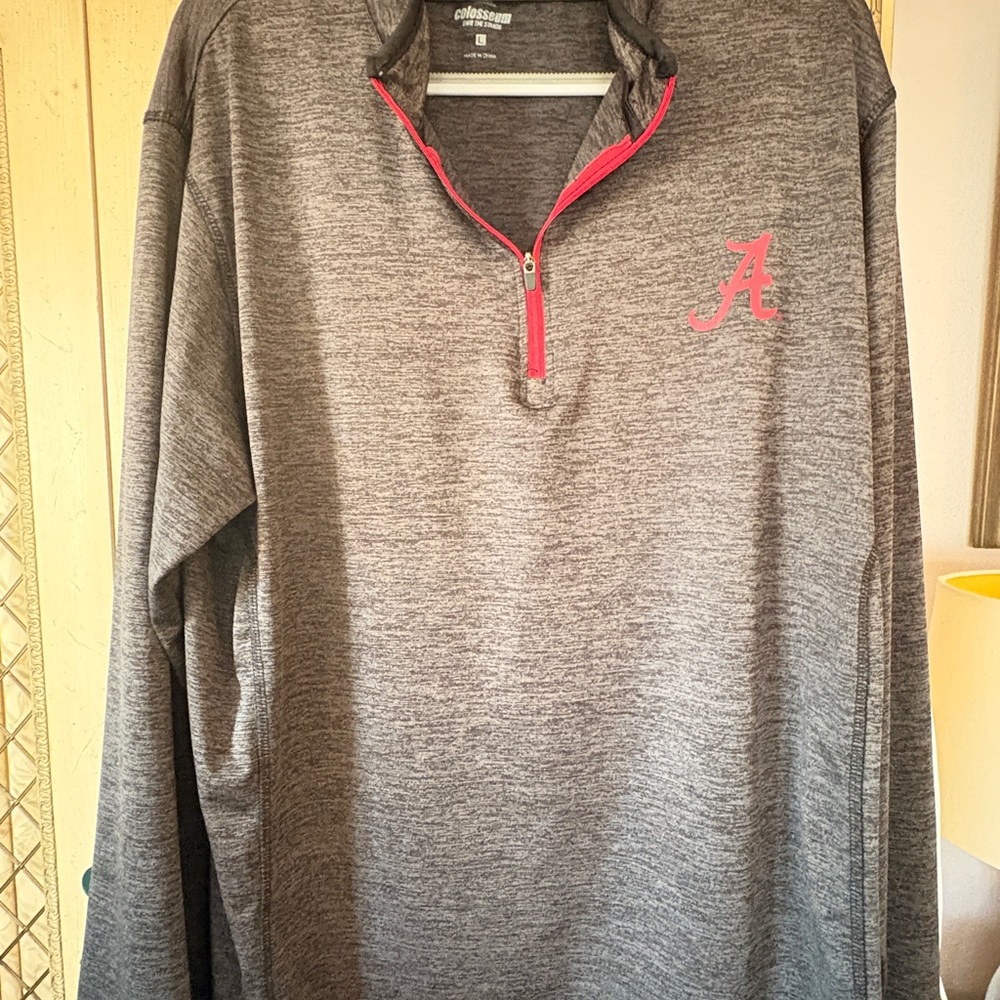 University of Alabama charcoal gray and crimson Men's Quarter-Zip Pullover